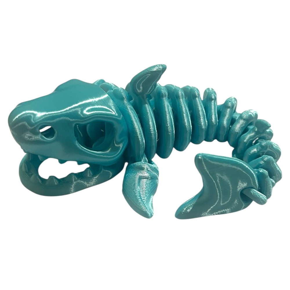 Handcrafted 3D Articulated Skull Shark in Glossy Blue